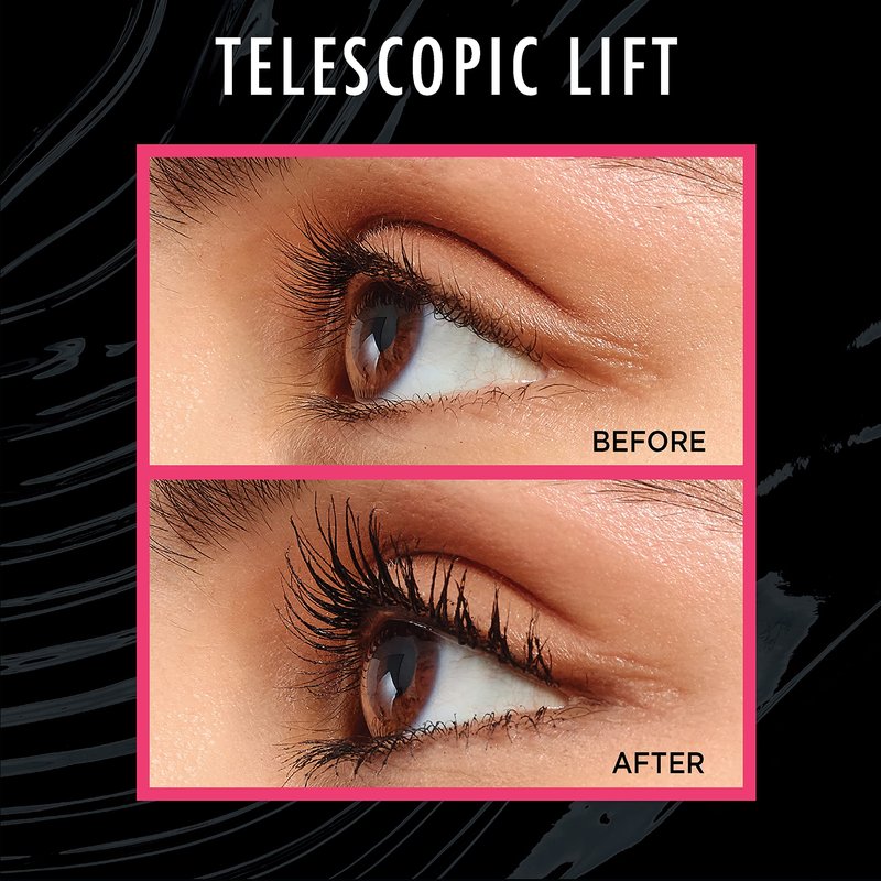 L'Oreal Paris Telescopic Lift Mascara, Lengthening and Volumizing Eye Makeup, Lash Lift with Up to 36HR Wear, Washable, Black Brown, 0.33 Fl Oz
