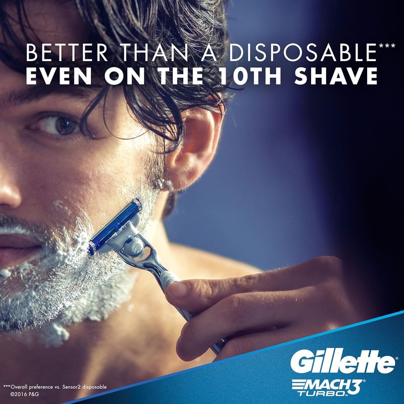 Gillette Mach3 Turbo Cartridges - Superior Shaving Performance | 4 Count Pack
