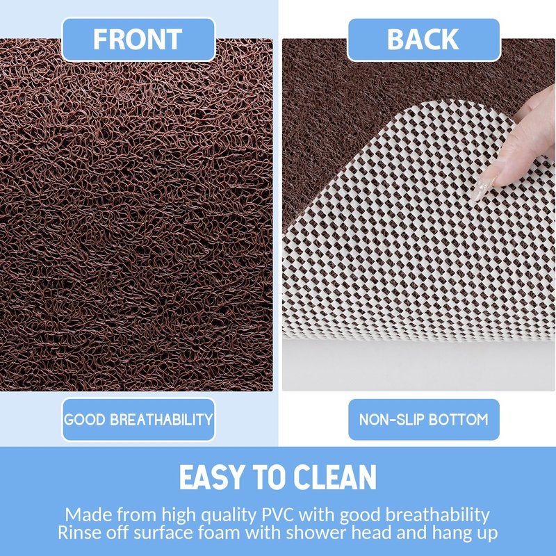 Hargiis Non-Slip Bathtub Mat, Anti Slip Shower Mat, Fast Drying Bathtub Mats, Foot Scrubber Mat, Anti Slip Mat for Tub, Floor, Bathroom, Kitchen, Home, Hotel (Brown 32"×17")