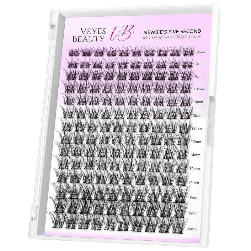 Lash Clusters Individual Eyelash Extensions - Thin Invisible Band | DIY Wispy False Eyelashes 8-16mm Mixed Length