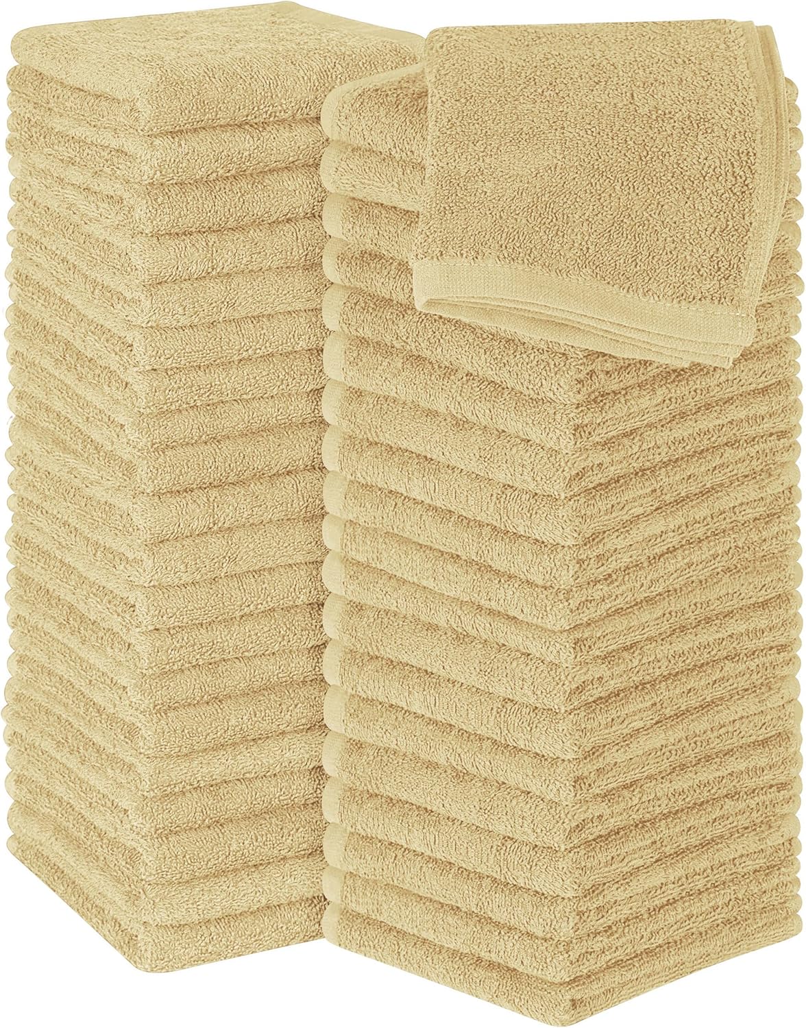 Utopia Towels | 60-Pack Cotton Washcloths Set - Soft, Highly Absorbent Flannel Fingertip Towels in Beige