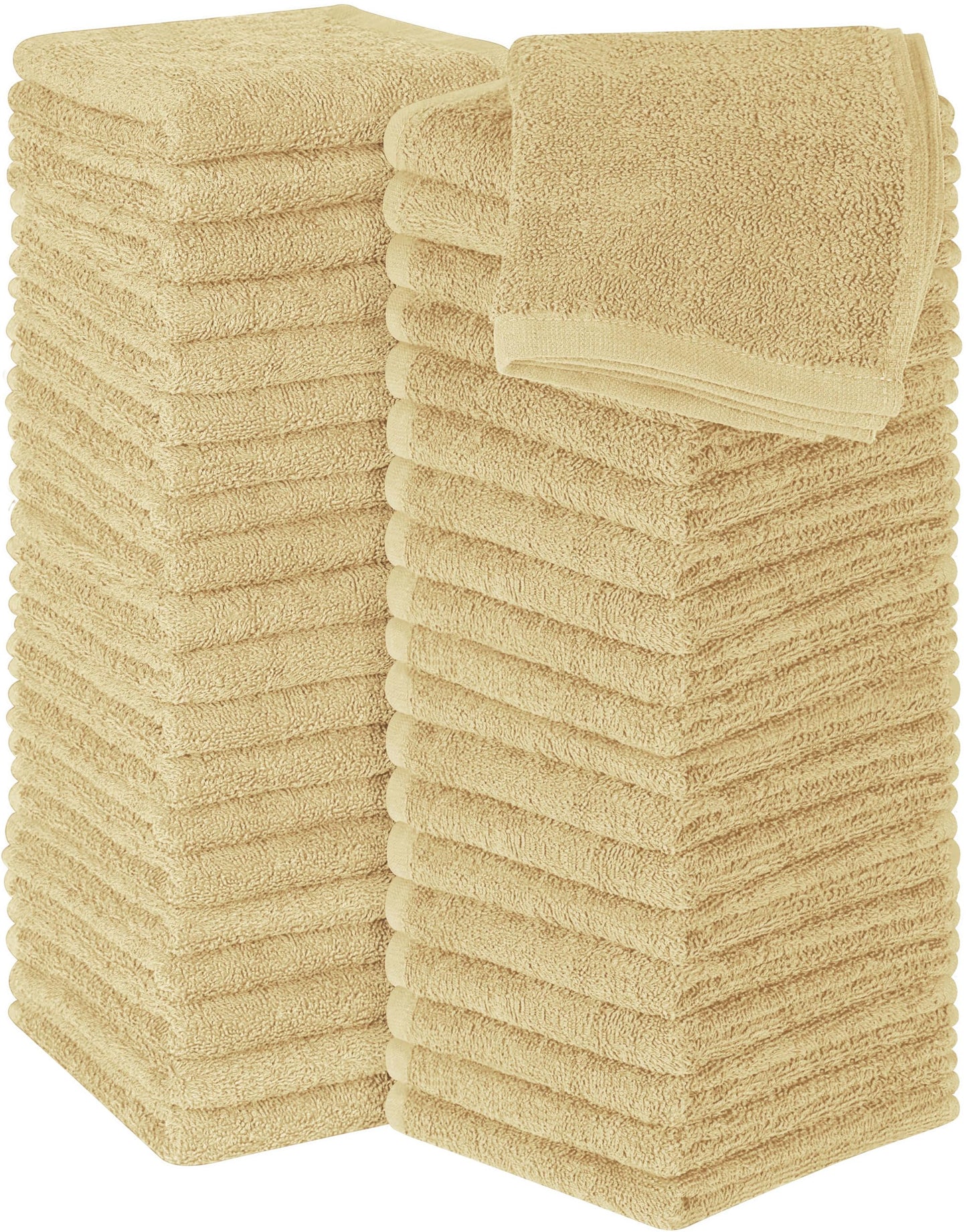 Utopia Towels 60 Pack Cotton Washcloths Set, 100% Ring Spun Cotton, Premium Flannel Face Cloths, Highly Absorbent and Soft Feel Fingertip Towels, Beige