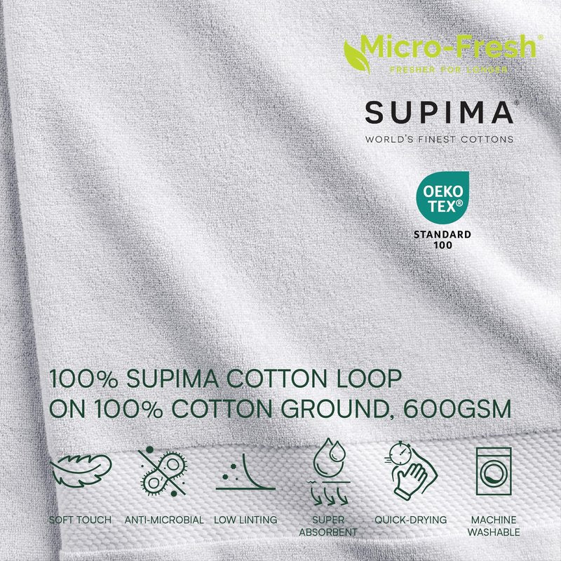 Lacoste Heritage 100% Supima Cotton Bath Towel, White, 30" x 54" – Highly Absorbent & Quick Drying, Premium Super Soft Bath Towel, Bathroom Essential, Gift for All Occasions, Machine Washable