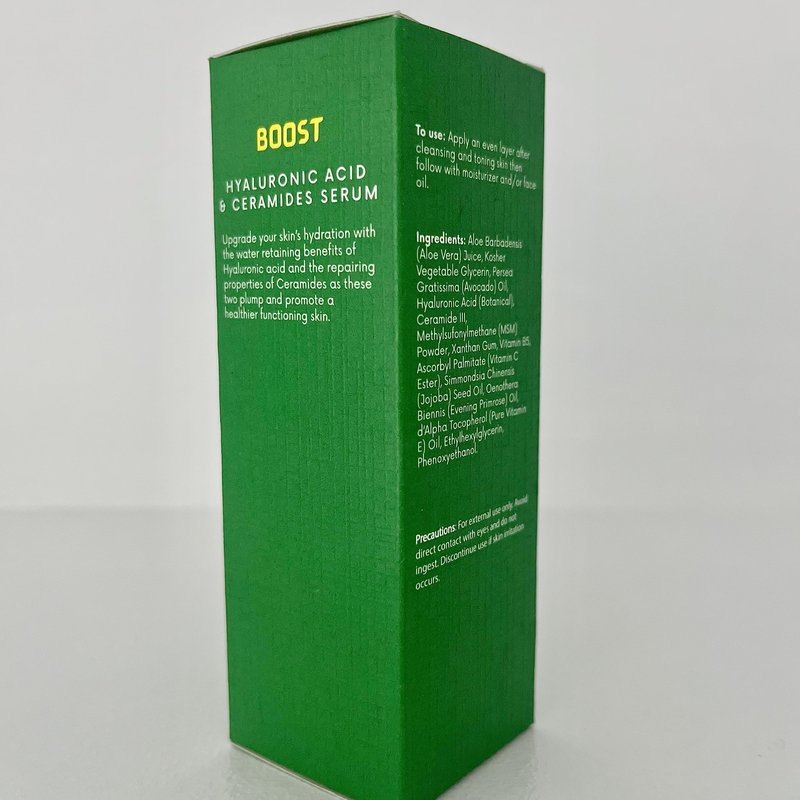 Glow Village Boost Hyaluronic Acid and Ceramides Serum | Non-Oily, Vegan, Lightweight | Moisture boosting, Barrier protecting, Daily and Nightly use, effective for All Skin Types | 1 oz