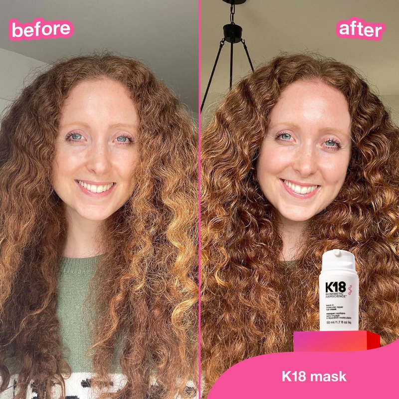 K18 Leave-In Molecular Repair Hair Mask, Patented, Lasting Repair For Dry, Frizzy, Damaged Hair, Reverse Damage In 4 Minutes From Bleach, Color, Chemical Services + Heat (50 ml / 1.7 fl oz)