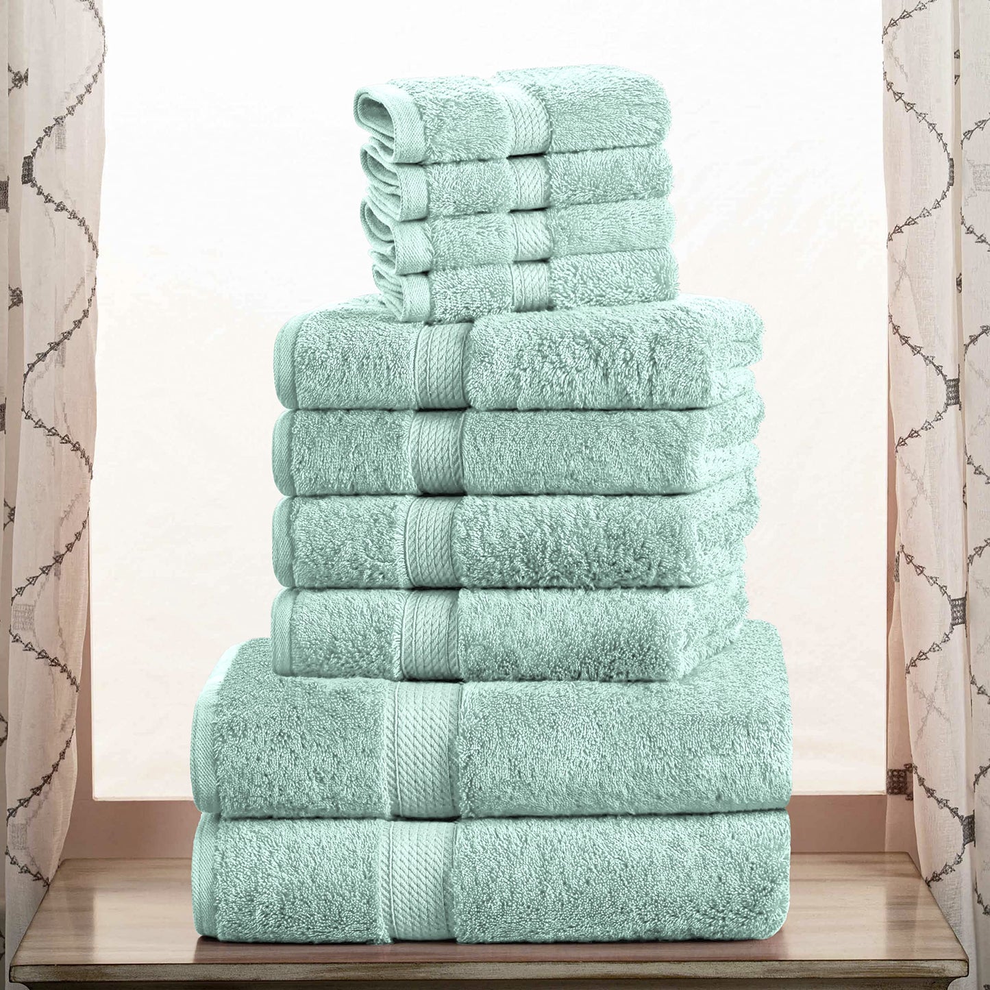 SUPERIOR Egyptian Cotton Ultra Plush & Absorbent, 10 Piece Set, Sea Foam
