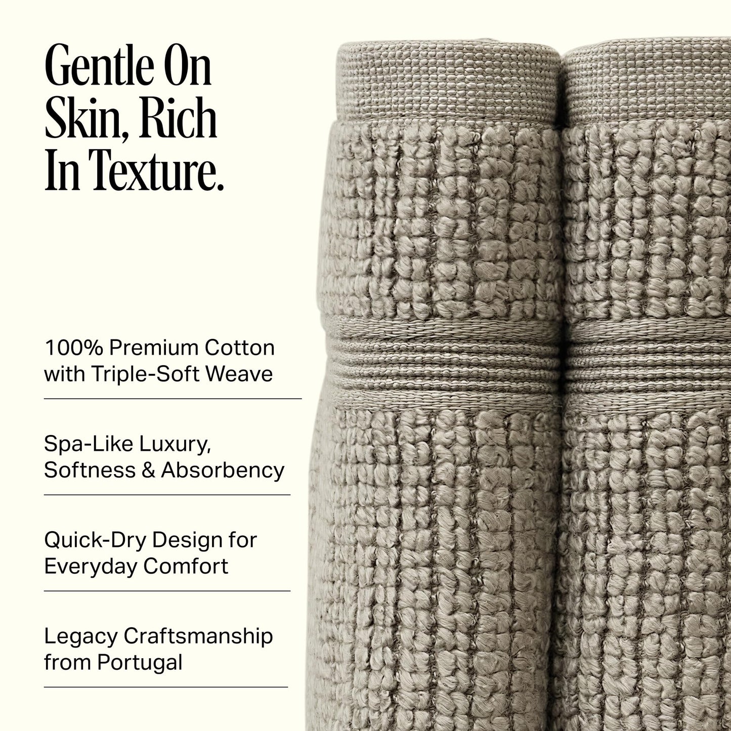 Preston Lane Douro Washcloth Set – 2 Pack Luxury Cotton Towels, Ultra Soft & Absorbent, Quick-Dry Spa-Quality Bathroom Towels, Made in Portugal, Eucalyptus 12 x 12