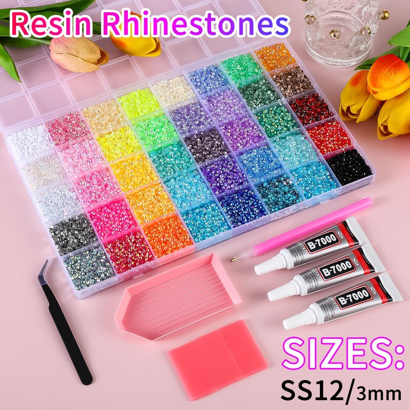 OPMADM 41000Pcs Bedazzler Kit with Rhinestones and Tools 40 Colors 3mm Resin Flat Back Rhinestones for Bedazzling Kit DIY Multicolor Bedazzling Gems for Crafting Clothes Cup Shoes Nail Face