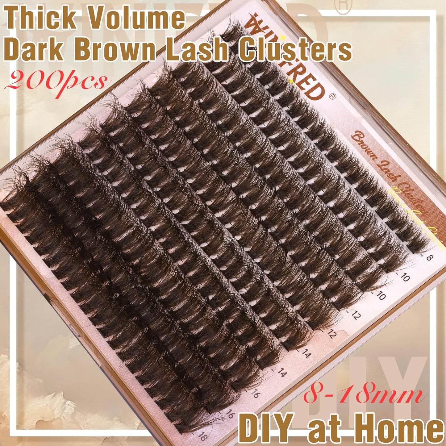 Winifred Brown Lash Clusters - Dark Brown Wispy Thick Volume Eyelash Extensions | 80D, 8-18mm
