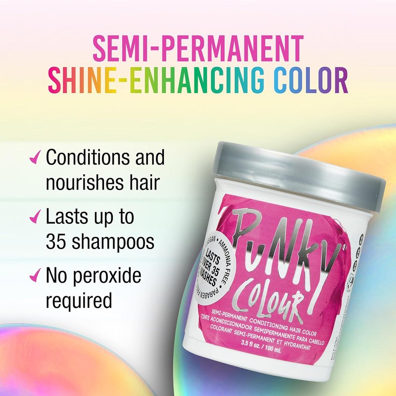 Punky Colour Flamingo Pink Hair Color - Vibrant Semi-Permanent Dye, Vegan & Cruelty-Free, 3.5 fl oz