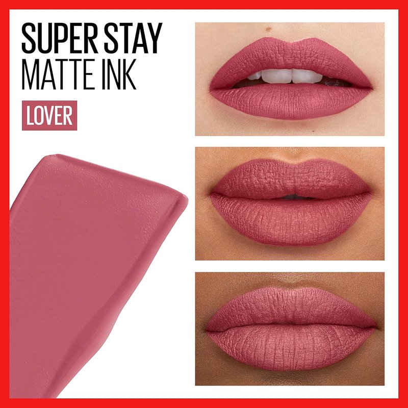 MAYBELLINE Super Stay Matte Ink Liquid Lipstick Bundle - Long-Lasting Color, 16H Wear | Shades Lover & Revolutionary