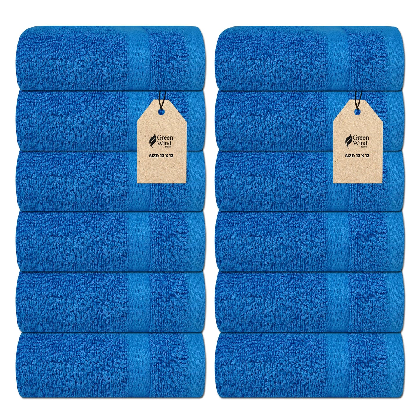 Green Wind Sellers Soft Wash Cloths - 12 Pack Plush and Absorbent Cotton Washcloths for Face, Body, and Baby - Multi-Purpose, Quick-Dry Wash Cloths Set 13x13'' (Navy Blue)