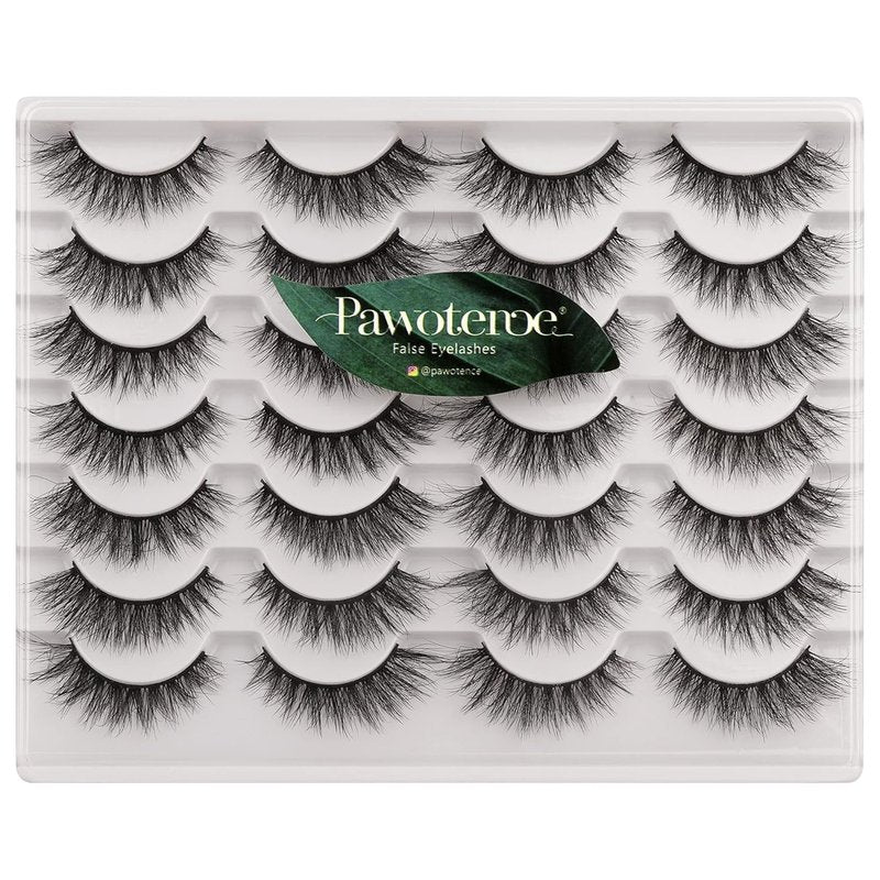 Skiennix 15mm 3D Mink False Eyelashes - Natural Look Wispy Cat Eye Style | 14 Pairs Pack