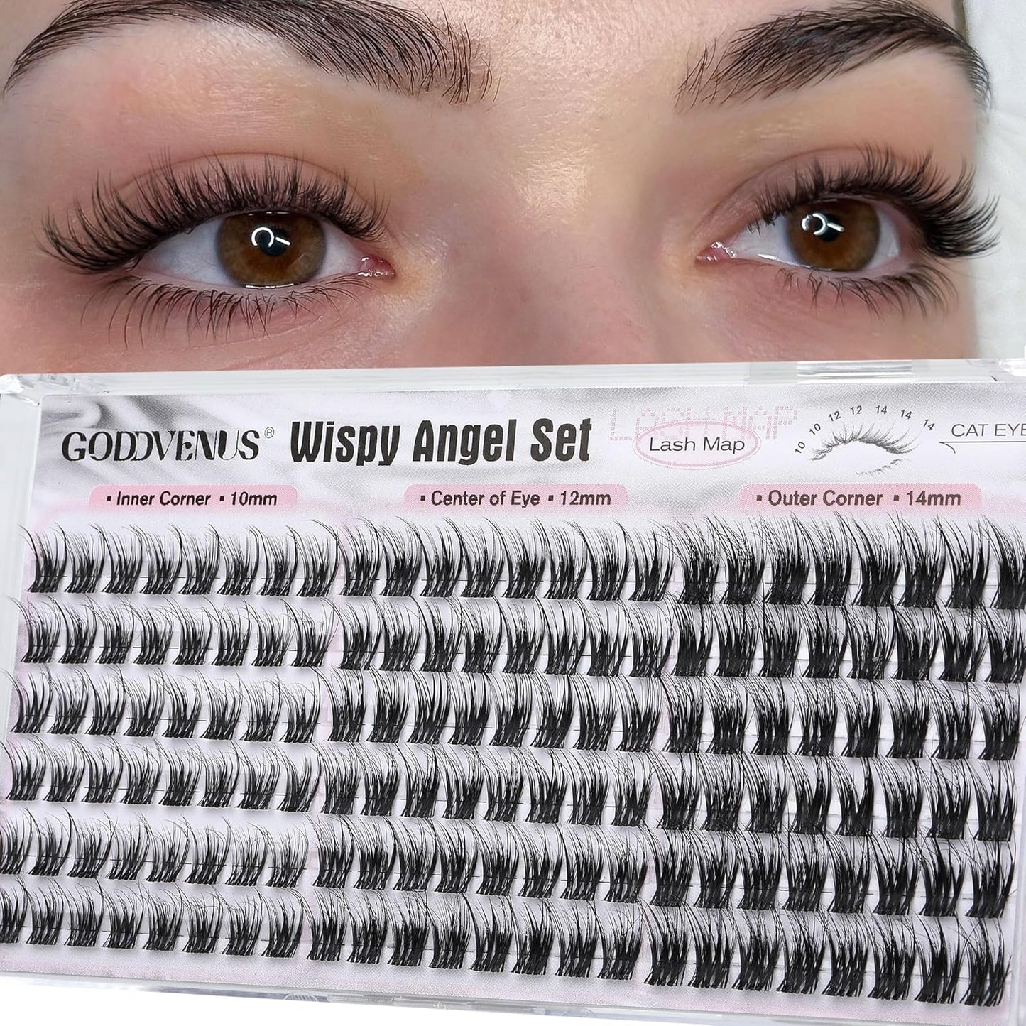 Skiennix Short Wispy Lash Clusters - C Curl Fluffy Natural Individual Lashes | 144pcs Set (10-12-14mm)