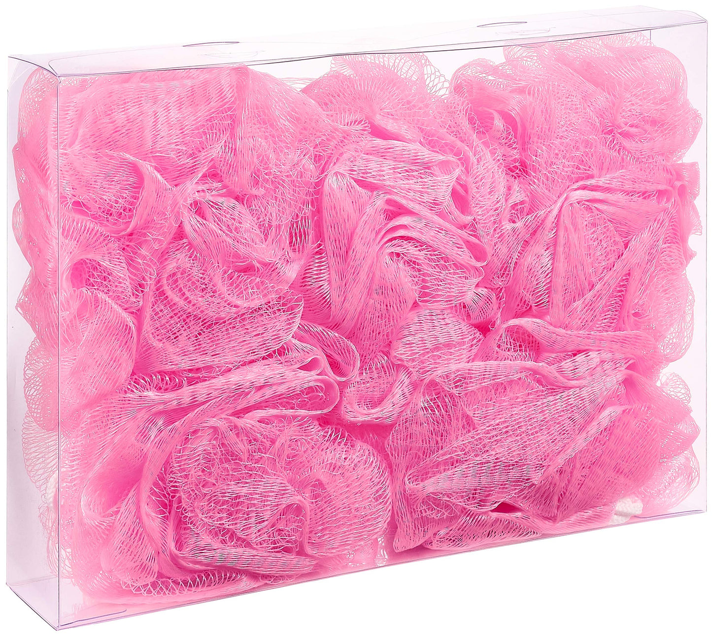 BRUBAKER Cosmetics - Premium Bath & Shower Sponge - Exfoliating Body Pouf - with String for Hanging - 5 Pack - Light Pink