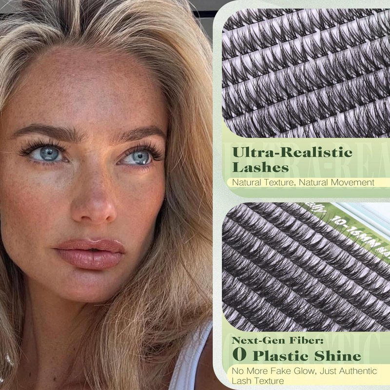 Natural Lash Clusters Wispy Eyelash Clusters with Thin Lash Band C-Curly Eye Lash Clusters Eyelash Extensions 10-16MM Individual Lashes for Beginners by Newcally