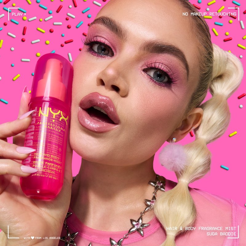 NYX PROFESSIONAL MAKEUP Fat Oil Fragrance Mist Perfume, Suga Baddie Vanilla & Whipped Cream Scent, Long Lasting Hair & Body Spray with Musk, Vegan & Cruelty Free, Large 5.4 fl oz