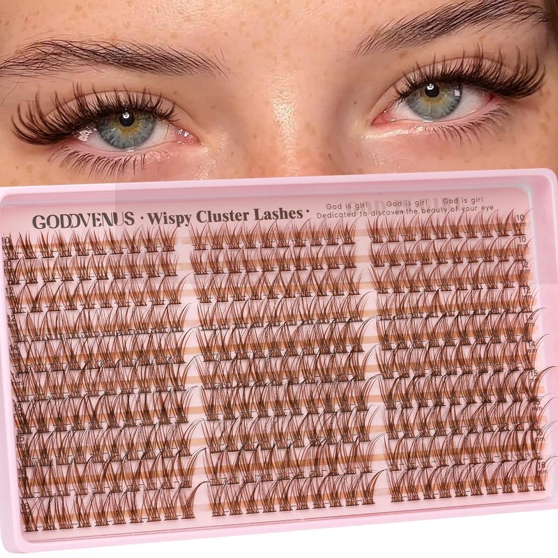 Brown Lash Clusters - Natural Wispy Eyelash Extensions for Soft Glam | 300 Pcs, C Curve, Waterproof (10-16mm)