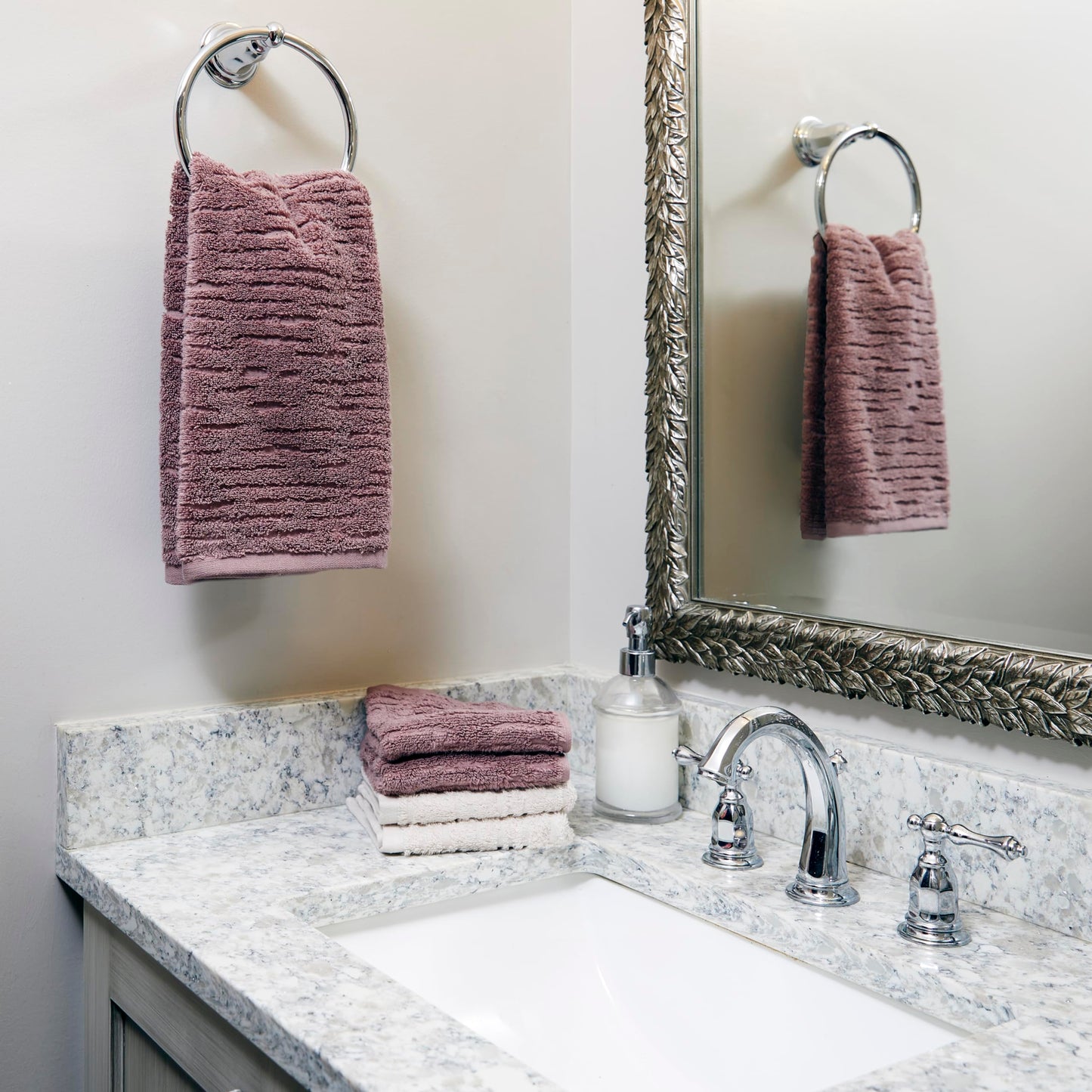 SKL Home CloudSoft 100% Cotton Luxury 6-Piece Towel Set, 600 GSM, Ultra Plush & Absorbent - 2 Bath Towels, 2 Hand Towels, 2 Washcloths, Soft Plum