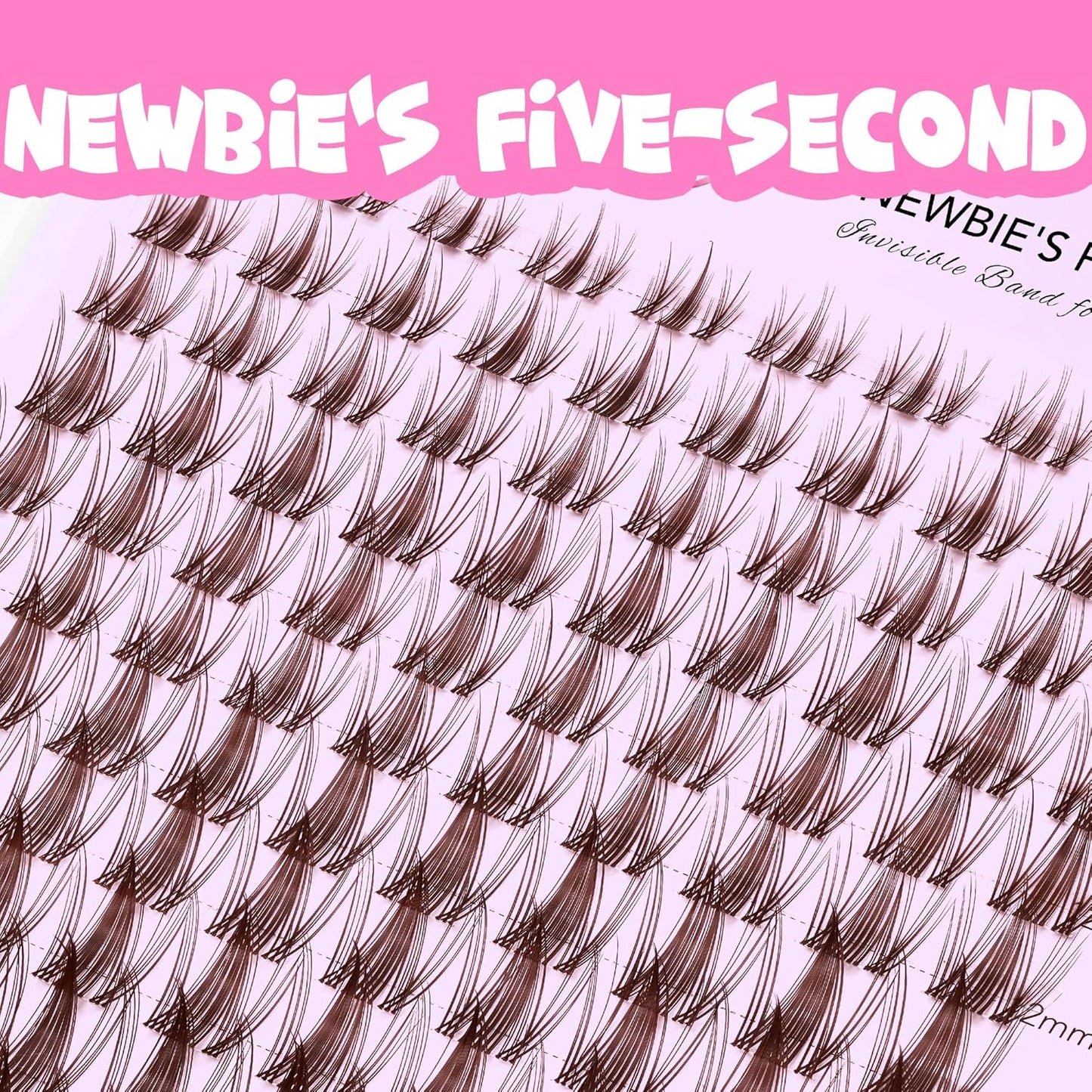 VEYESBEAUTY Brown Manga Lash Clusters - Thin & Invisible Band DIY Individual False Eyelashes | 8-18mm Mixed Length Wispy Lash Tray