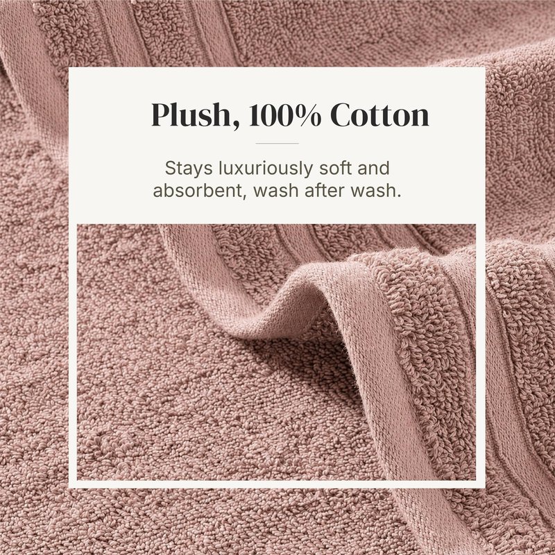 Modern Threads 6 Piece Cotton Bath Towel Set – Ultra Soft 550 GSM Towels – Bathroom Set with Hand Towels and Washcloths – Diamond Border (Blush)