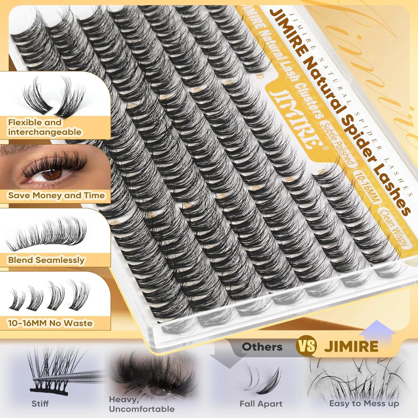 Spider Lash Clusters - Wispy Natural Eyelash Extensions | Fluffy CC Curly Lashes 10-16MM, 160 Pcs for Stunning Makeup