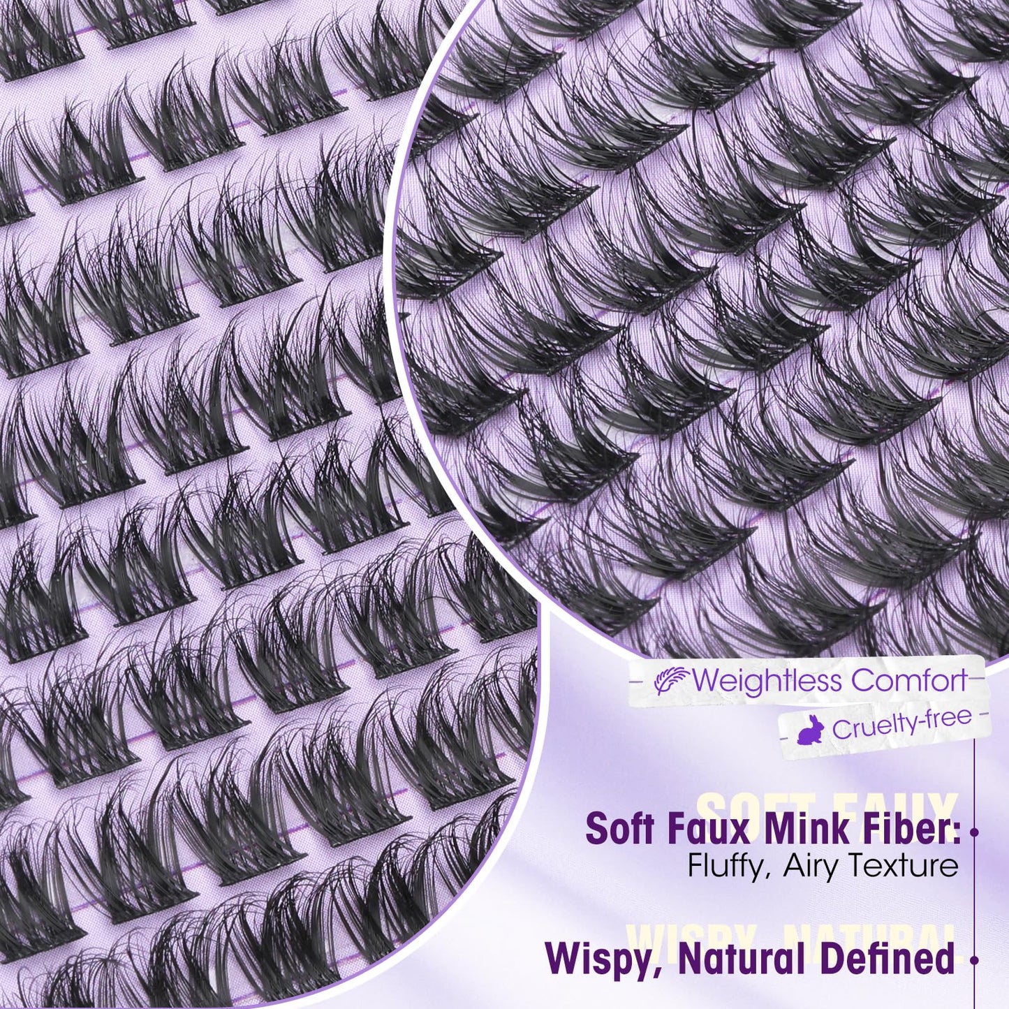 Wispy Fluffy Lash Clusters 8–14mm Short Eyelash Clusters Natural CC Curl Individual Lashes DIY Eyelash Extensions with Thin Lash Band for Daily Wear, Clean Girl & Soft Glam by Yawamica
