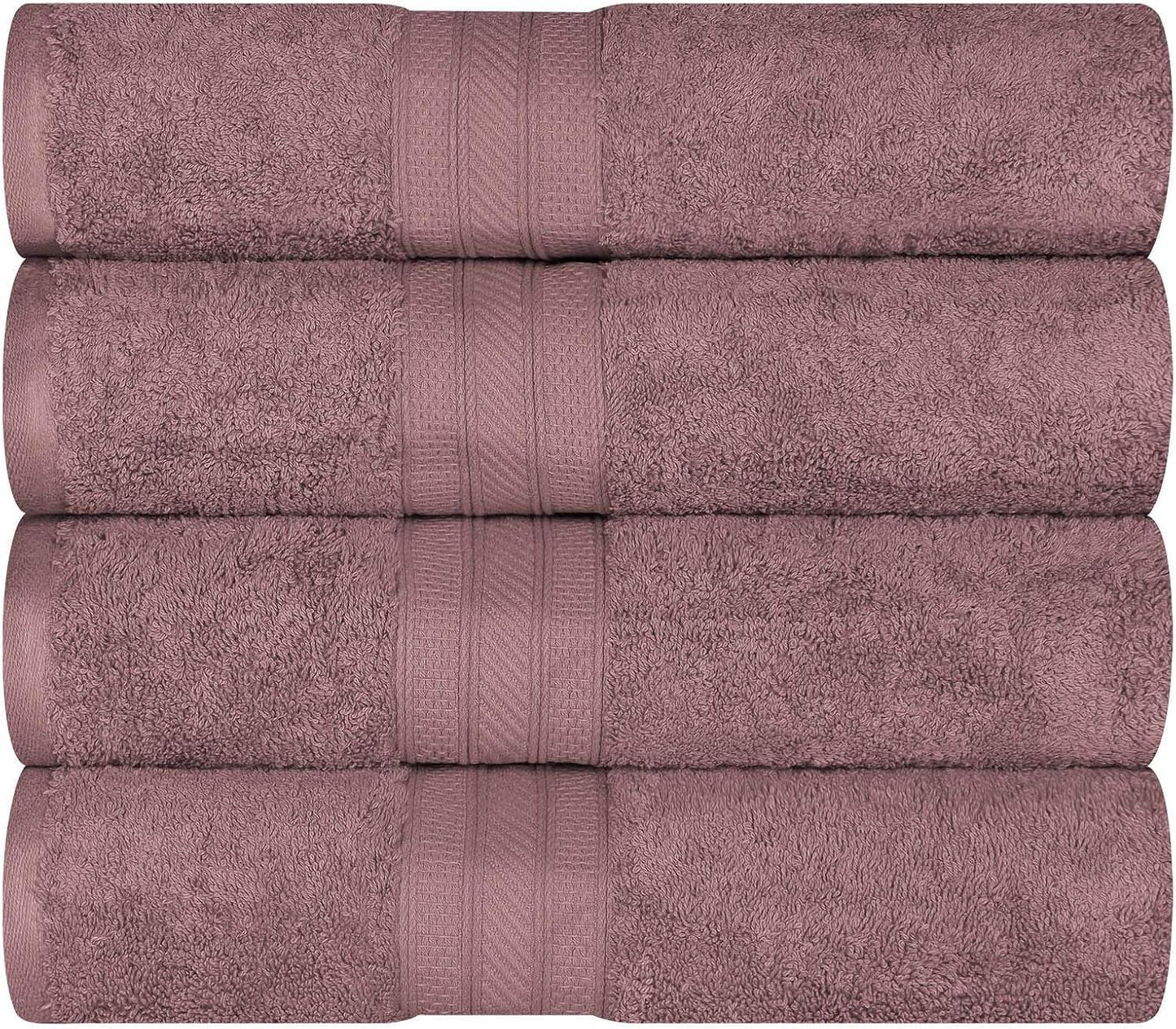 Superior Long Staple 100% Combed Cotton 700GSM Solid Highly-Absorbent 4-Piece Bath Towel Set for Bathroom, Shower, Kitchen-Super Soft, Plush, Highly Absorbent, Assorted 4-Piece Towels, Grape Shake