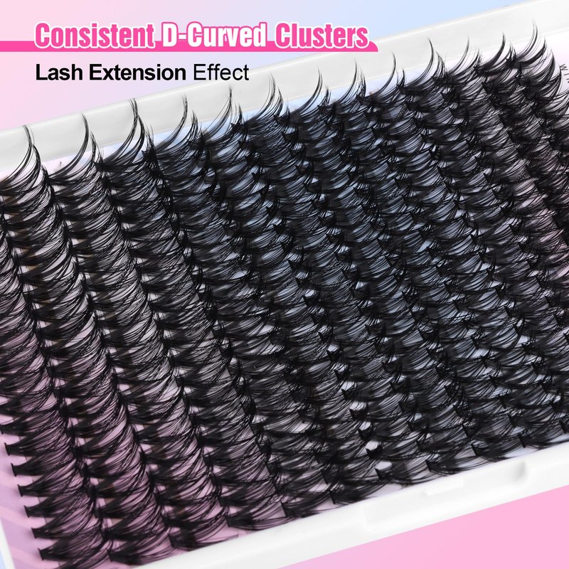 Pawotence Lash Extension Kit DIY 40D 12-18mm Individual Lashes Clusters Kit 280pcs Cluster Eyelash Extensions Kit with Lash Bond and Seal, Tweezers for Self Application (Long 40D, 12-18mm, Kit)