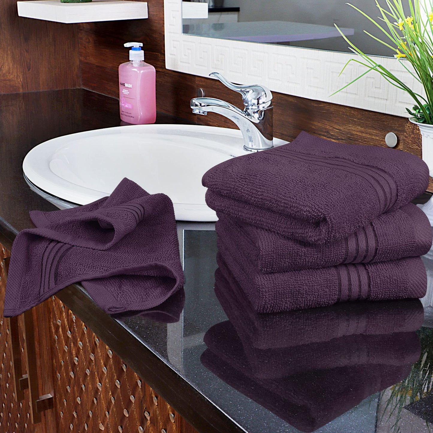 Utopia Towels 12 Pack Premium Wash Cloths Set, 12 by 12 Inches, 100% Cotton Ring Spun, Highly Absorbent and Soft Feel Washcloths for Bathroom, Spa, Gym, and Face, Plum