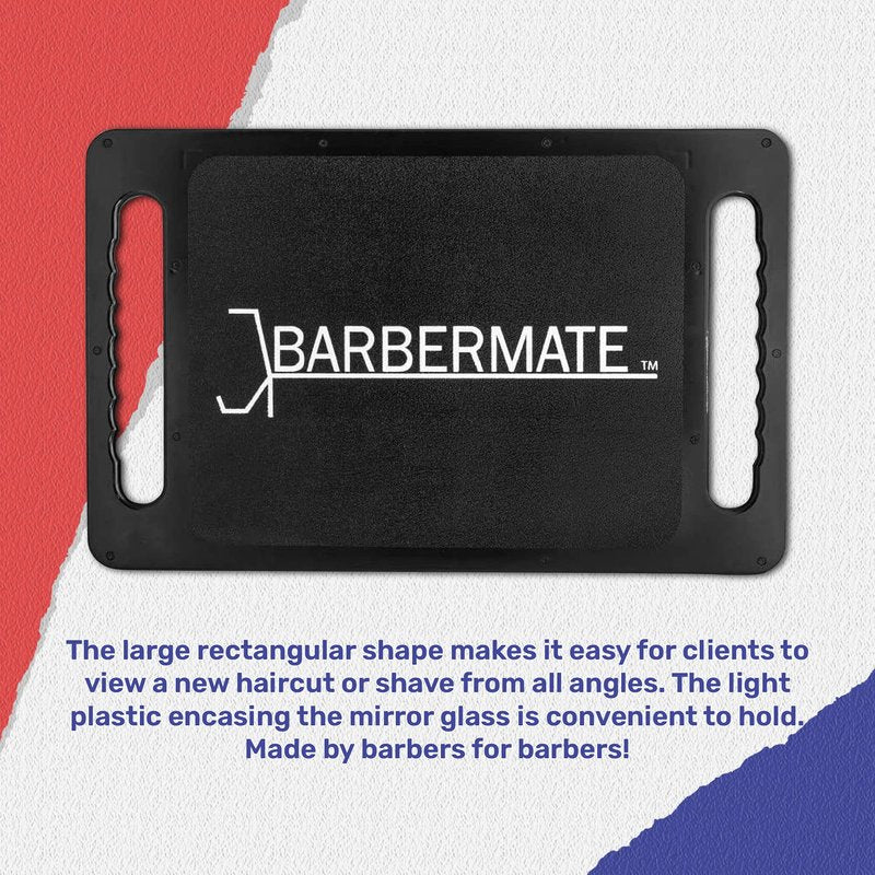 BarberMate® Plastic Tray Mirror with Handles for Barbers and Stylists