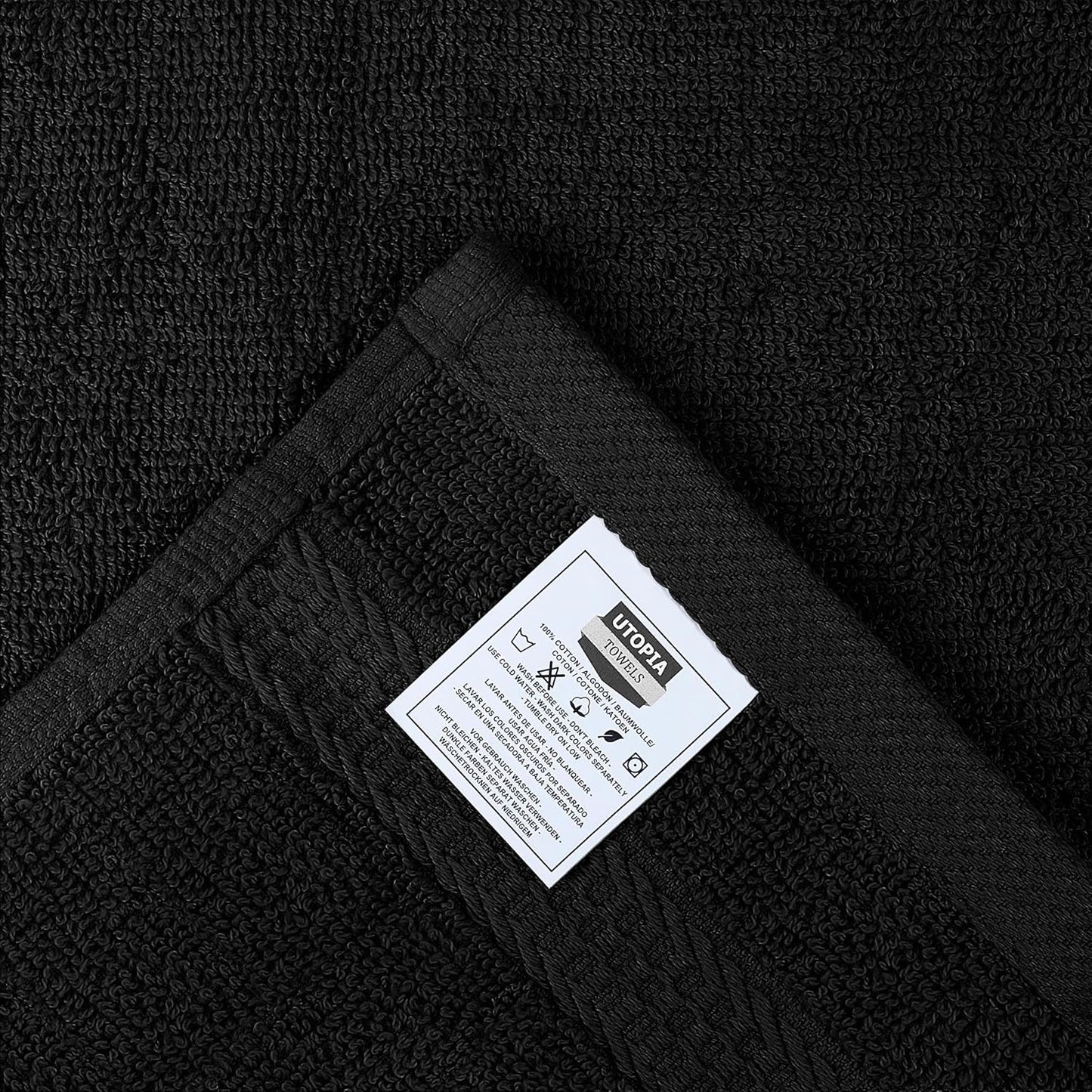 Utopia Towels Premium Wash Cloths Set - 12 Pack, 100% Cotton, Highly Absorbent & Soft - Black, 12x12 Inches