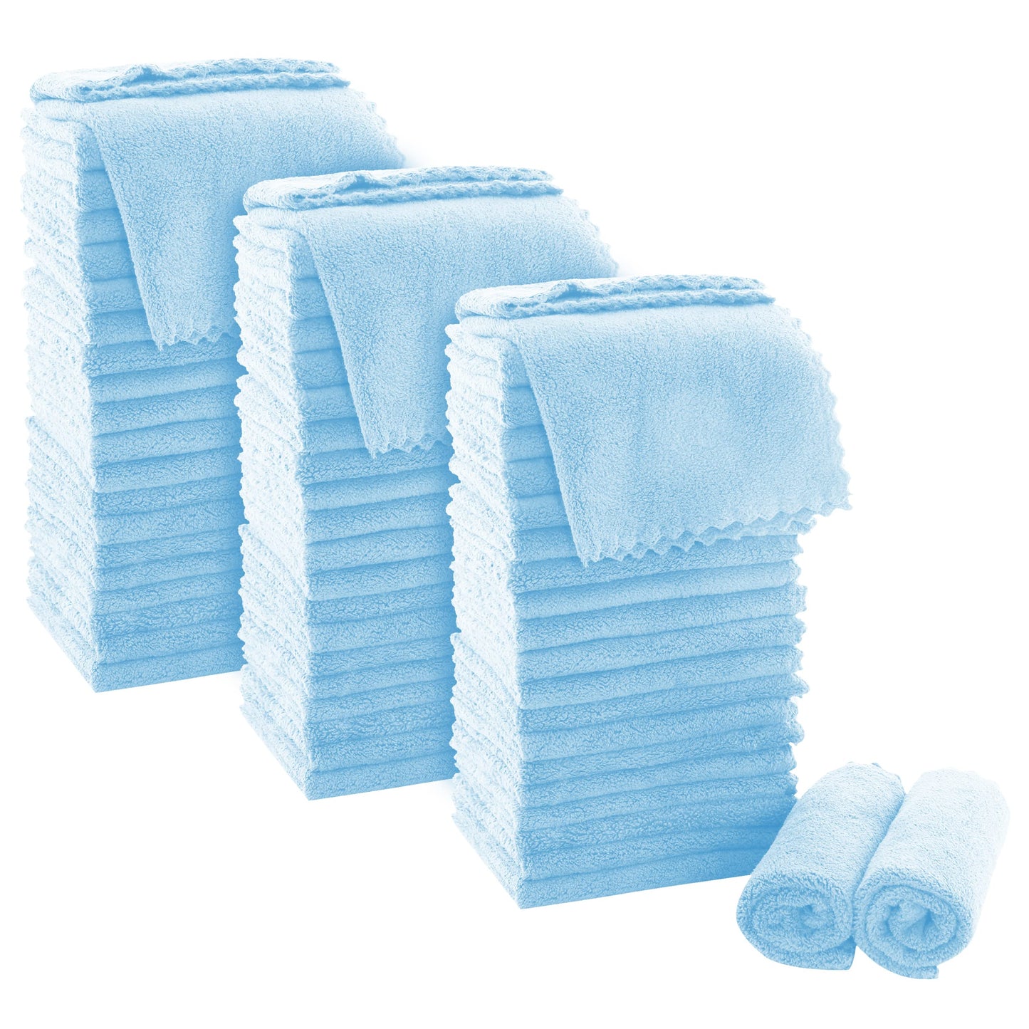 MOONQUEEN Ultra Soft Premium Washcloths Set - 12 x 12 inches - 72 Pack - Quick Drying - Highly Absorbent Coral Velvet Bathroom Wash Clothes (Aquamarine)