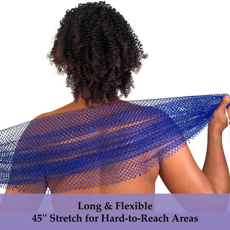 Rominetak African Net Sponge Authentic, 2 Pieces African Exfoliating Net Sponge with Knots, Quick-Drying Body Scrub Net, Bath Washcloth Loofah for Women and Men (Seafoam+Lavender Pink)