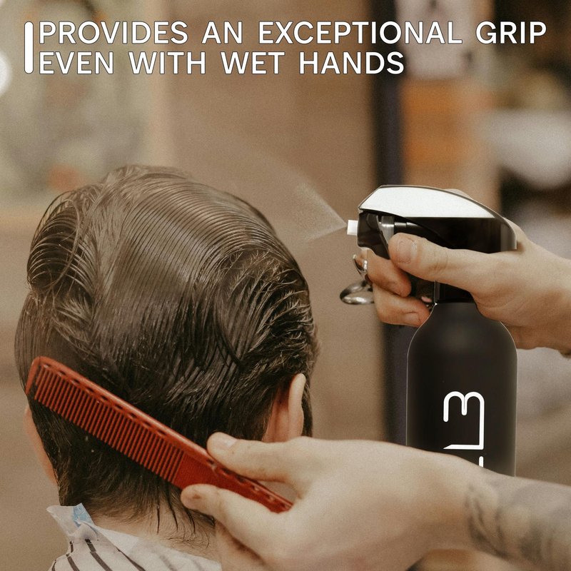 L3 Level 3 Rubberized Spray Bottle - Precise Action Mist Bottle for Effortless Hair Styling - Rubber Grip for Total Control