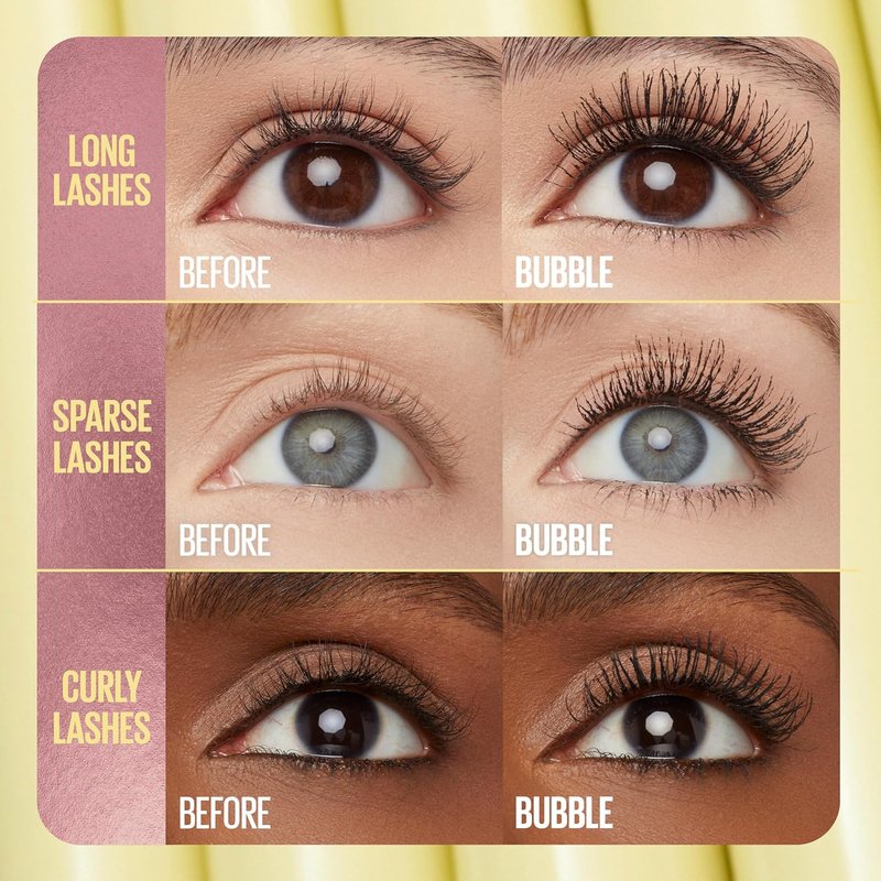 Maybelline The Colossal Bubble Mascara - Buildable Volume & Length for Bold, Separated Lashes | Blackest Black, 1 Count