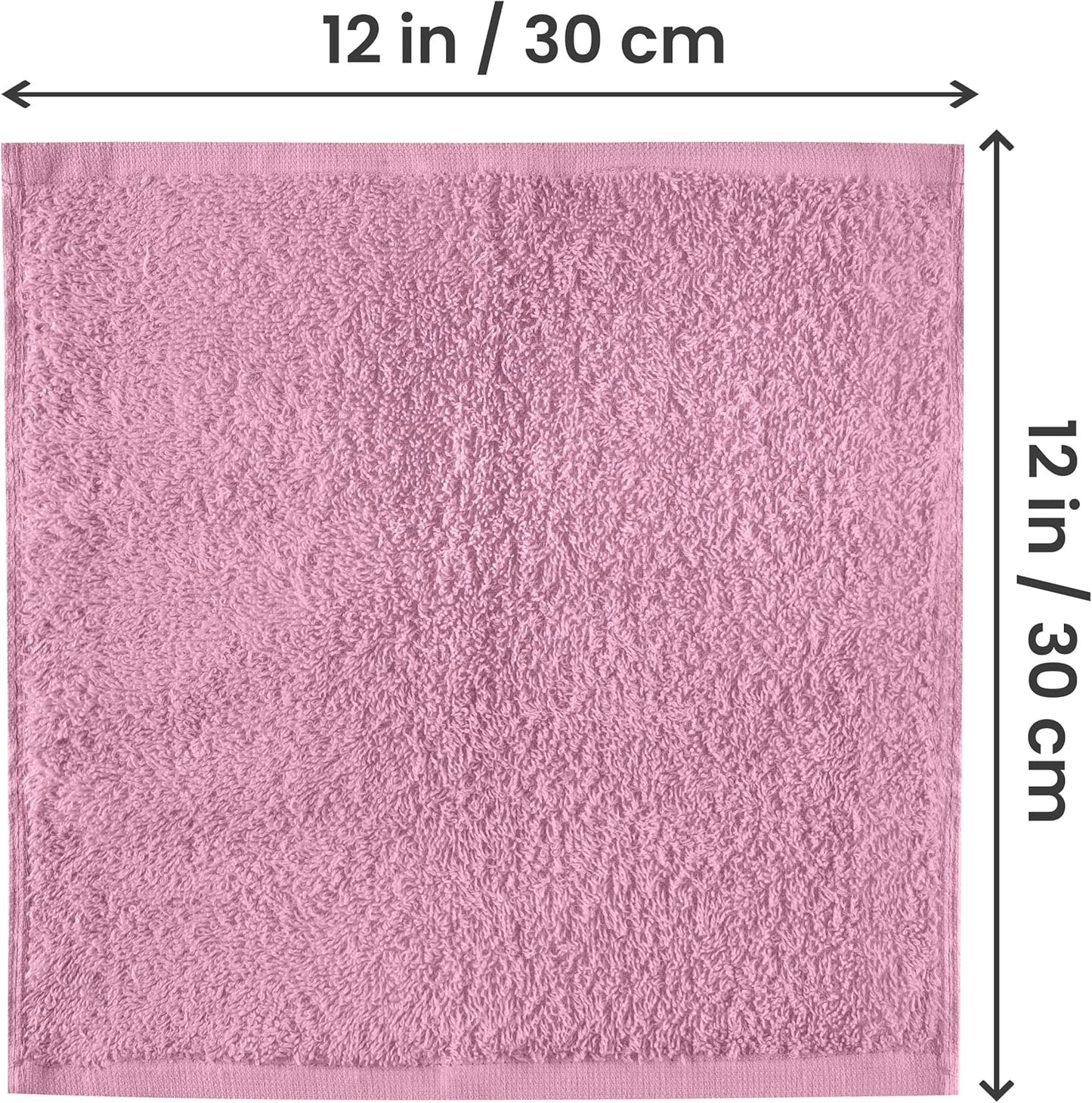 Utopia Towels | 24 Pack Cotton Washcloths Set - Premium Flannel Face Cloths, Highly Absorbent, Dusty Pink
