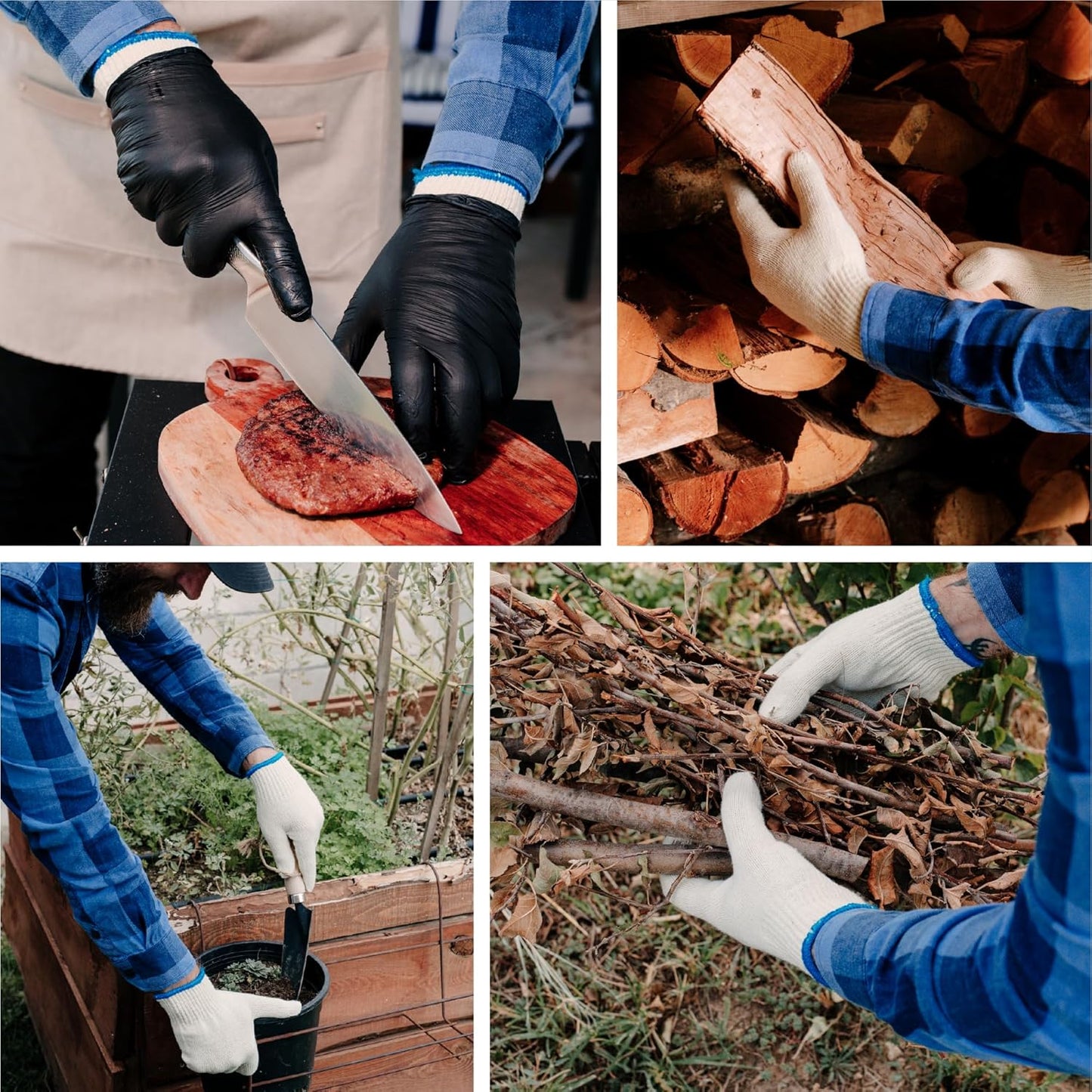 White Cotton Work Gloves - Premium Knit 12 Pairs for BBQ, Painting, Gardening | Durable Small Size