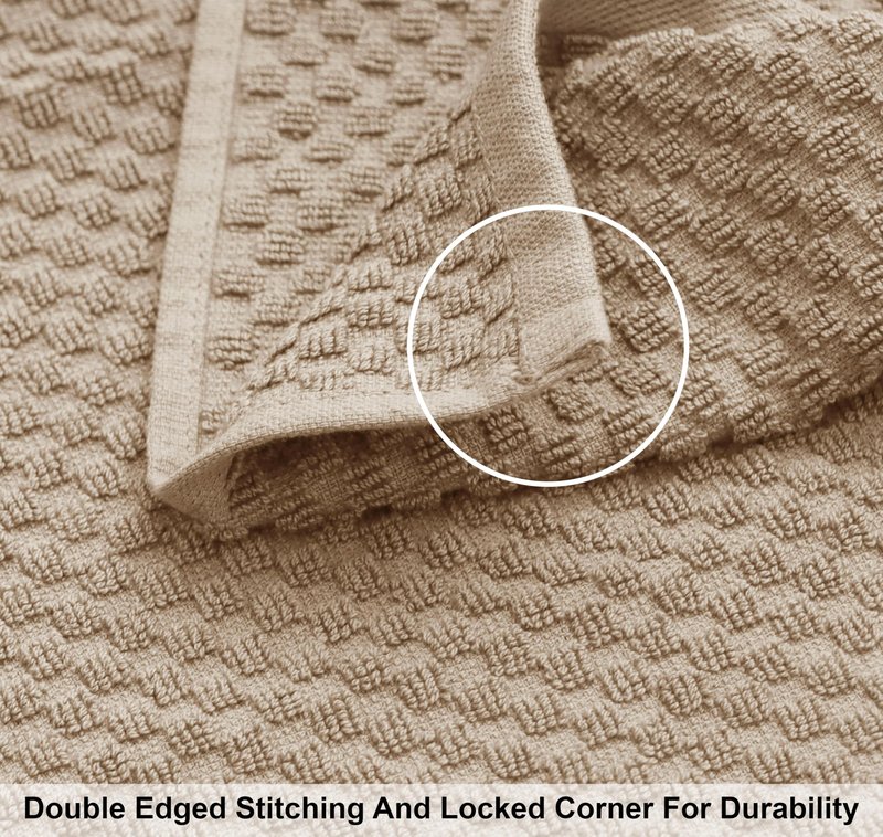 COTTON CRAFT Euro Spa Waffle Wash Cloth - Set of 12 Luxury Pure Ringspun Cotton Waffle Weave Bathroom Face Towel - Everyday Absorbent Hotel Gym Shower Beach Kitchen Travel Dorm - 12x12 inches - Linen