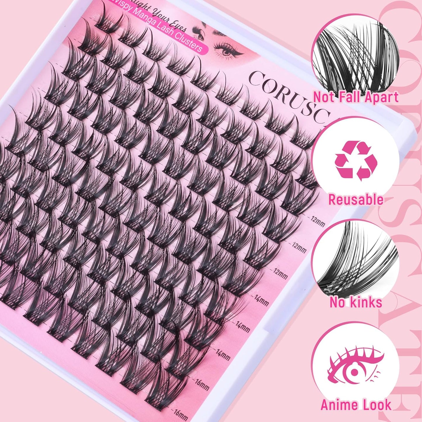 Wispy Lash Clusters - Natural Individual Eyelash Extensions for DIY Looks | 8-16mm Manga Style
