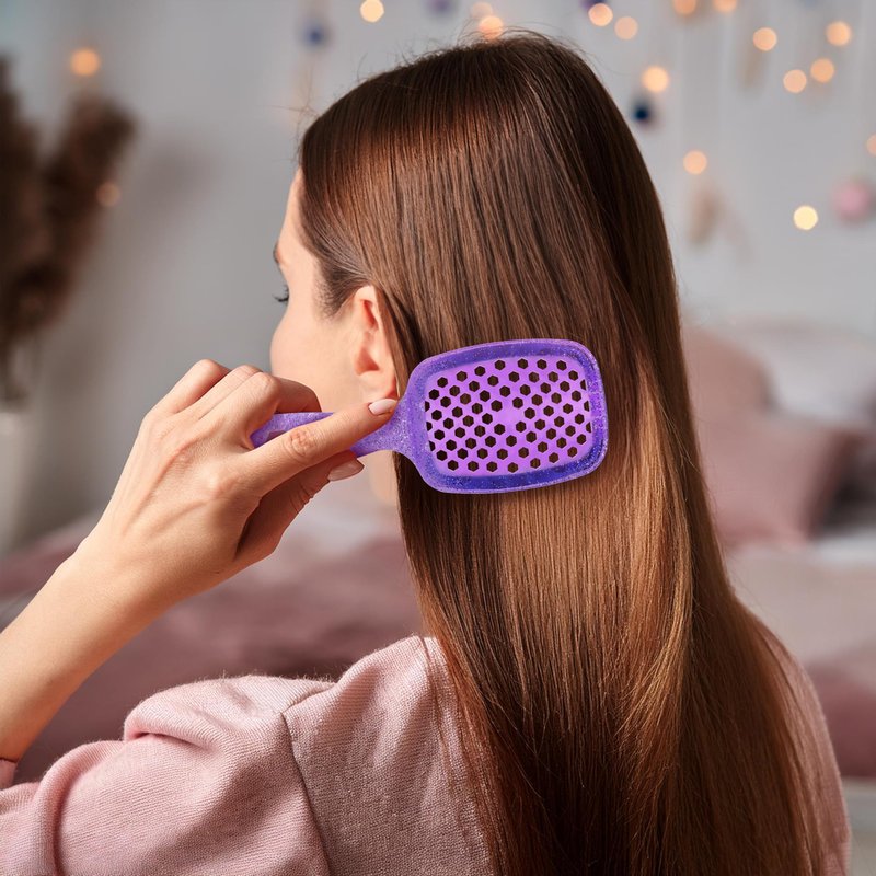 FHI Heat UNbrush Mini Detangler Brush for Pain-Free Brushing on All Wet or Dry Hair Types — Durable Duoflex Anti-Static Bristles, Lightweight Handle, Vented Mini Hair Brush, Amethyst Lavender