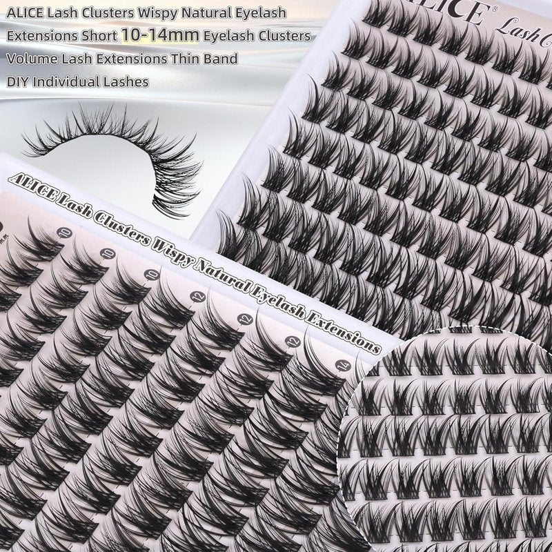 ALICE Lash Clusters - Wispy Natural Eyelash Extensions | Short 10-14mm Volume Lashes