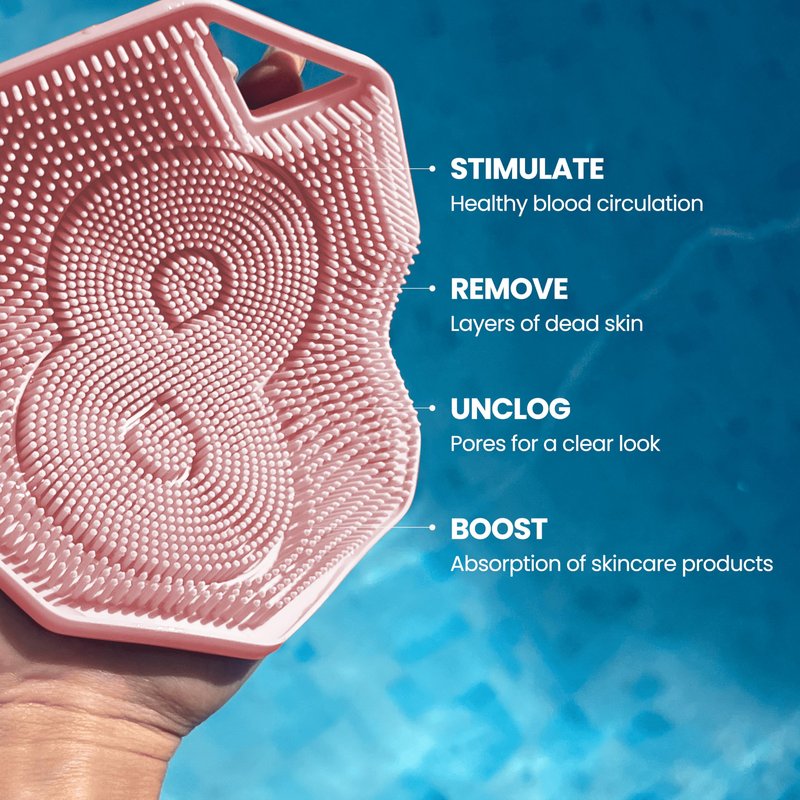 Silicone Shower Scrubber for Body – Exfoliating Loofah Alternative, Zinc & Silver-Infused, Hygienic & Gentle for Sensitive Skin, Durable & Long-Lasting Body Scrubber for Women - Rose Pink