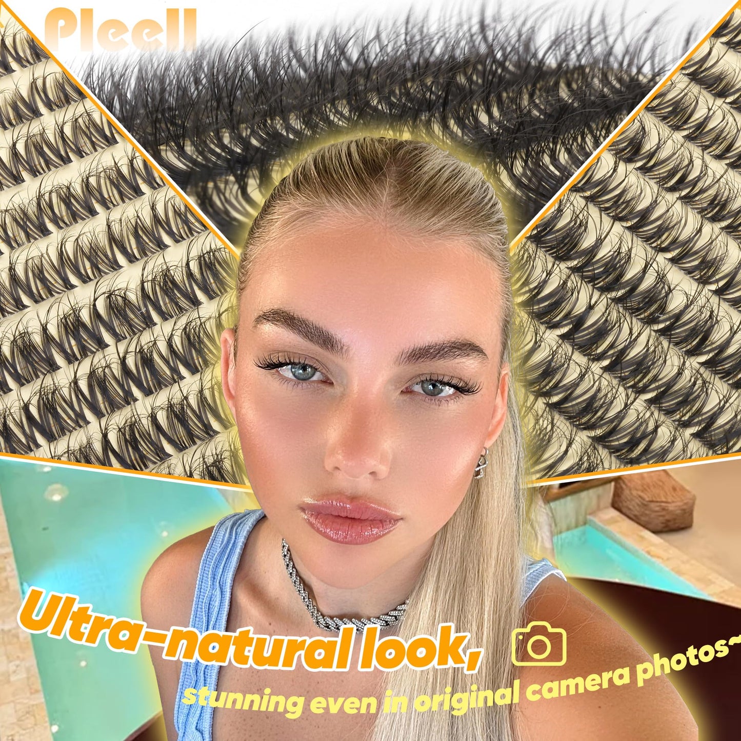Spider Lash Clusters Wispy Cluster Eyelash Extensions 10-16MM D-Curl Lashes Clusters Natural Eyelash Clusters Fluffy Cluster Lashes with Thin&Clear Band Seamless Blend Lash Extensions by Pleell