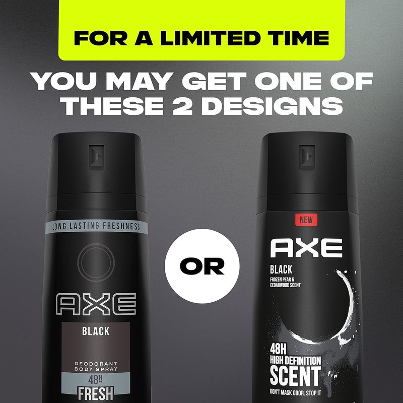 Axe Black Men's Body Spray - 48HR Odor Protection | Frozen Pear & Cedarwood, 4 oz (Pack of 4)