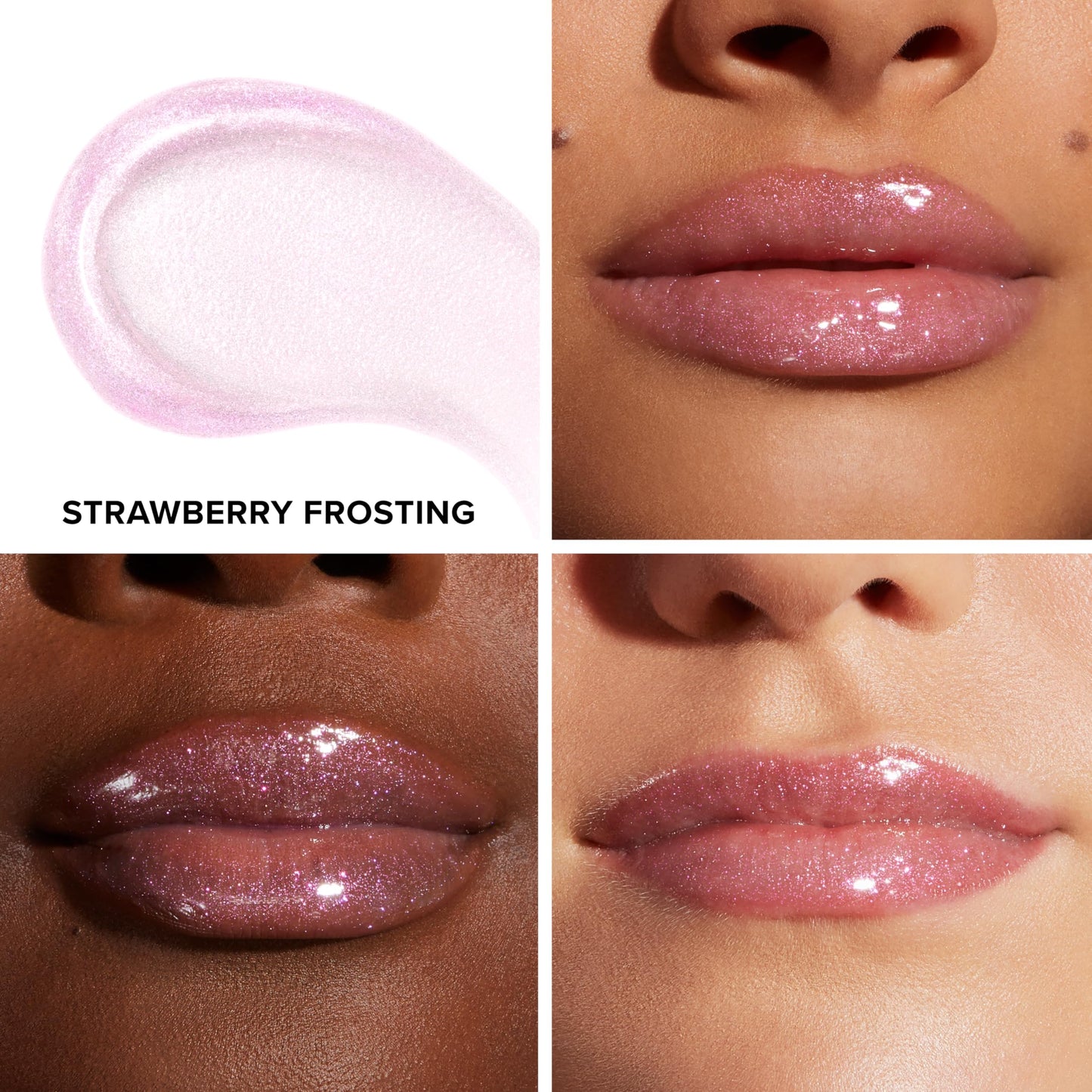 Too Faced Kissing Jelly Lip Oil + Gloss | Hydrating Lip Serum Treatment with Jojoba Oil for Instant Moisture and Glossy Shine, 0.15 Fl Oz, Strawberry Frosting