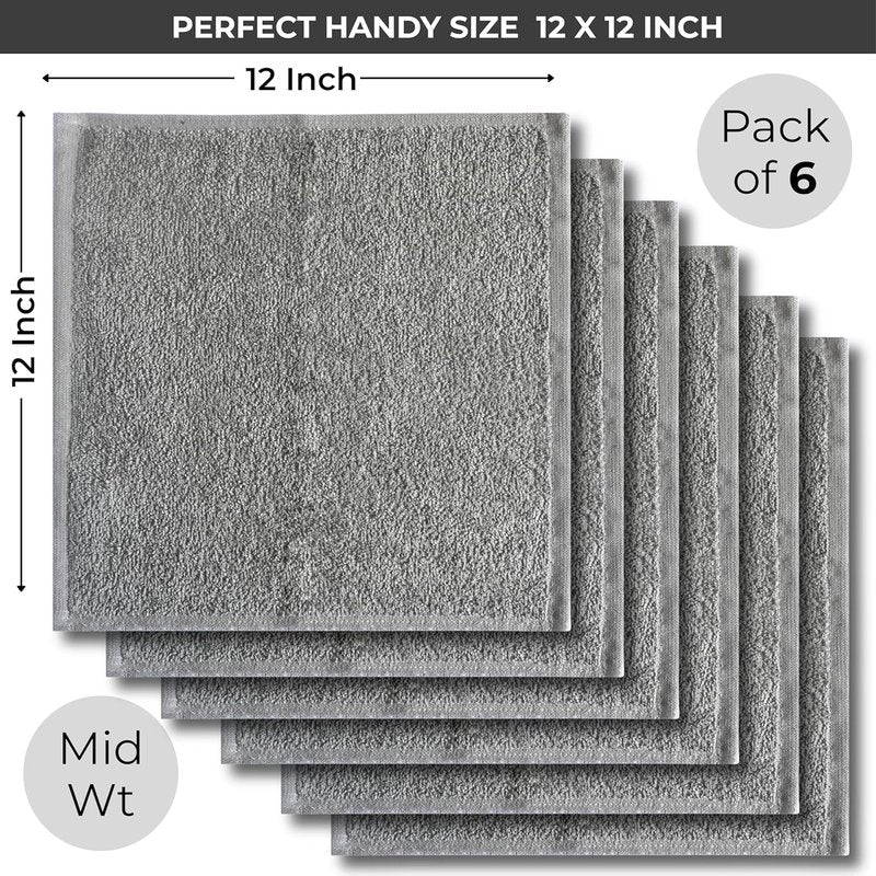 100% Cotton Wash Cloths by [Brand Name] - Soft & Absorbent 12"X12" Terry Towels | 6 Pack for Adults & Kids