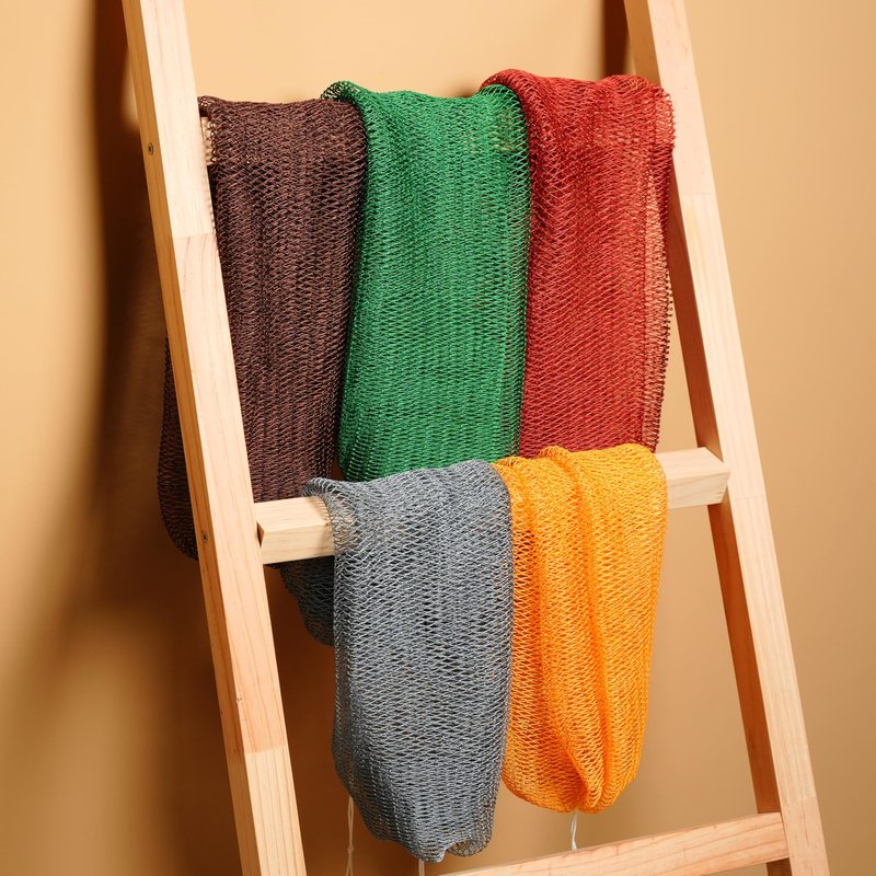 African Net Sponge, Premium Authentic Exfoliating Body Scrubber, Extra Long Stretch Bath Sponge for Shower, Deep Exfoliating Washcloth for Smooth Skin, 1 Pack (Rust)