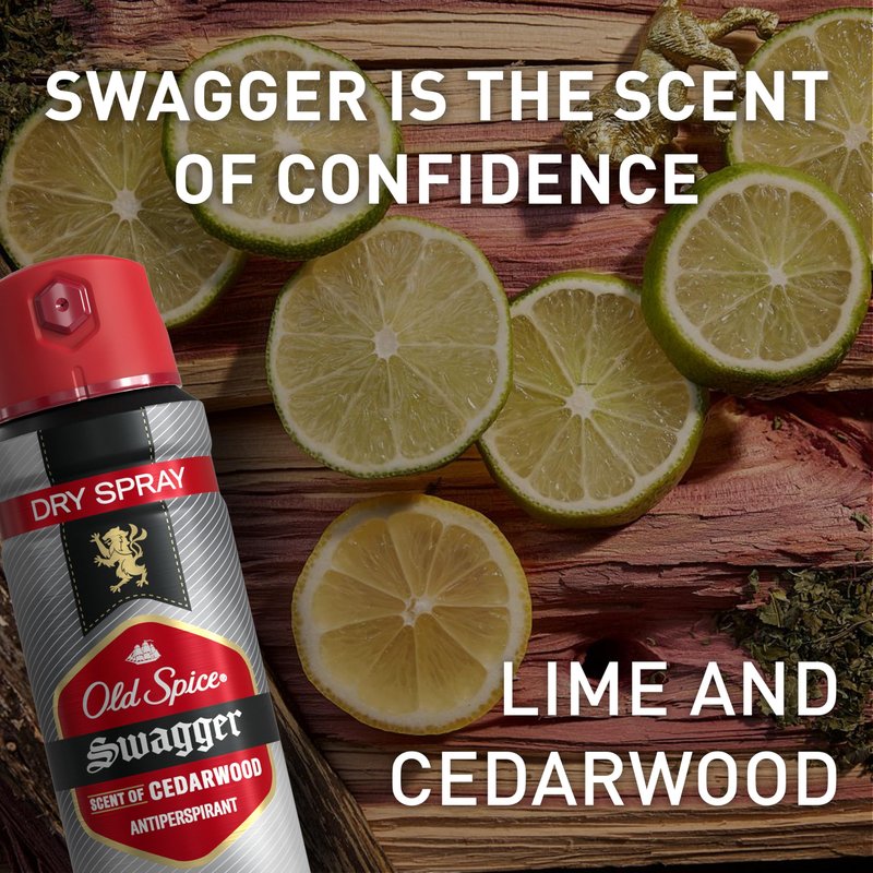 Old Spice Dry Spray Antiperspirant Deodorant for Men, 24/7 Sweat & Odor Protection, 24/7 Sweat Defense & Lasting Freshness, Swagger with Cedarwood Scent, 4.3 oz (Pack of 3)