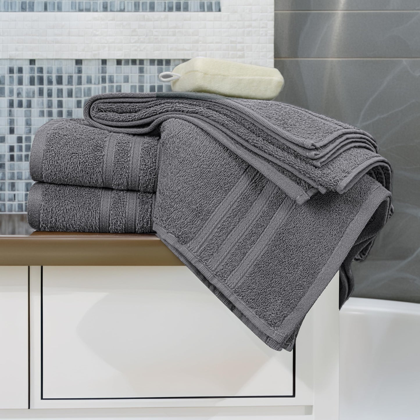 Tens Towels Pack of 4 Soft Bath Towels, 100% Cotton, 27 x 54 Inches, Lightweight & Quick-Dry, Ideal for Daily Bathroom Use, Practical & Comfortable, Dark Grey